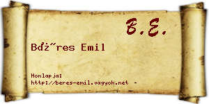 Béres Emil névjegykártya