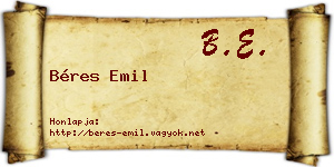 Béres Emil névjegykártya